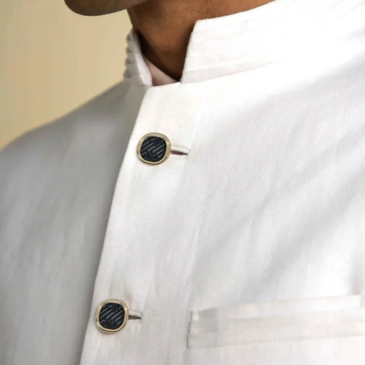 Metallic Herringbone Inlay Metal Buttons | 18mm (28L), 20mm (32L) & 23mm (36L)