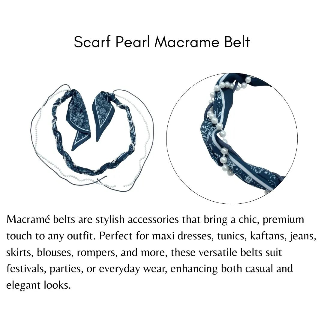 Scarf Pearl Macramé Belt