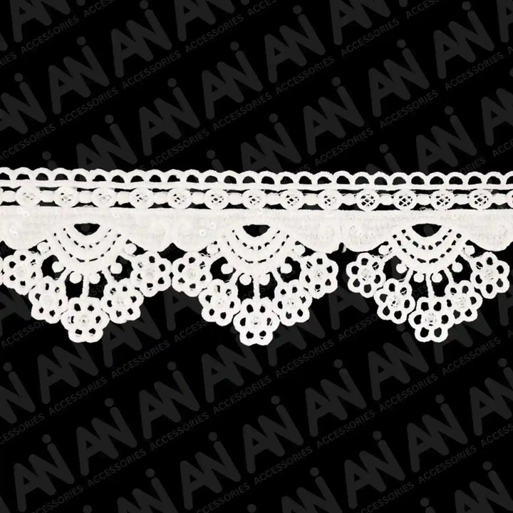 Multiple Flower Sequins Lace Design | 2 Meter