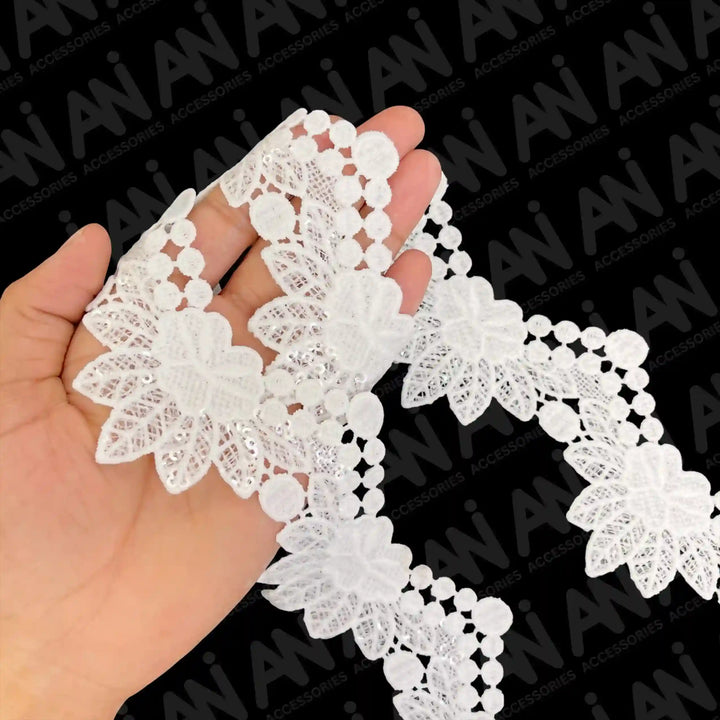 Classic Alencon Style GPO Sequins Lace |  2 Meter