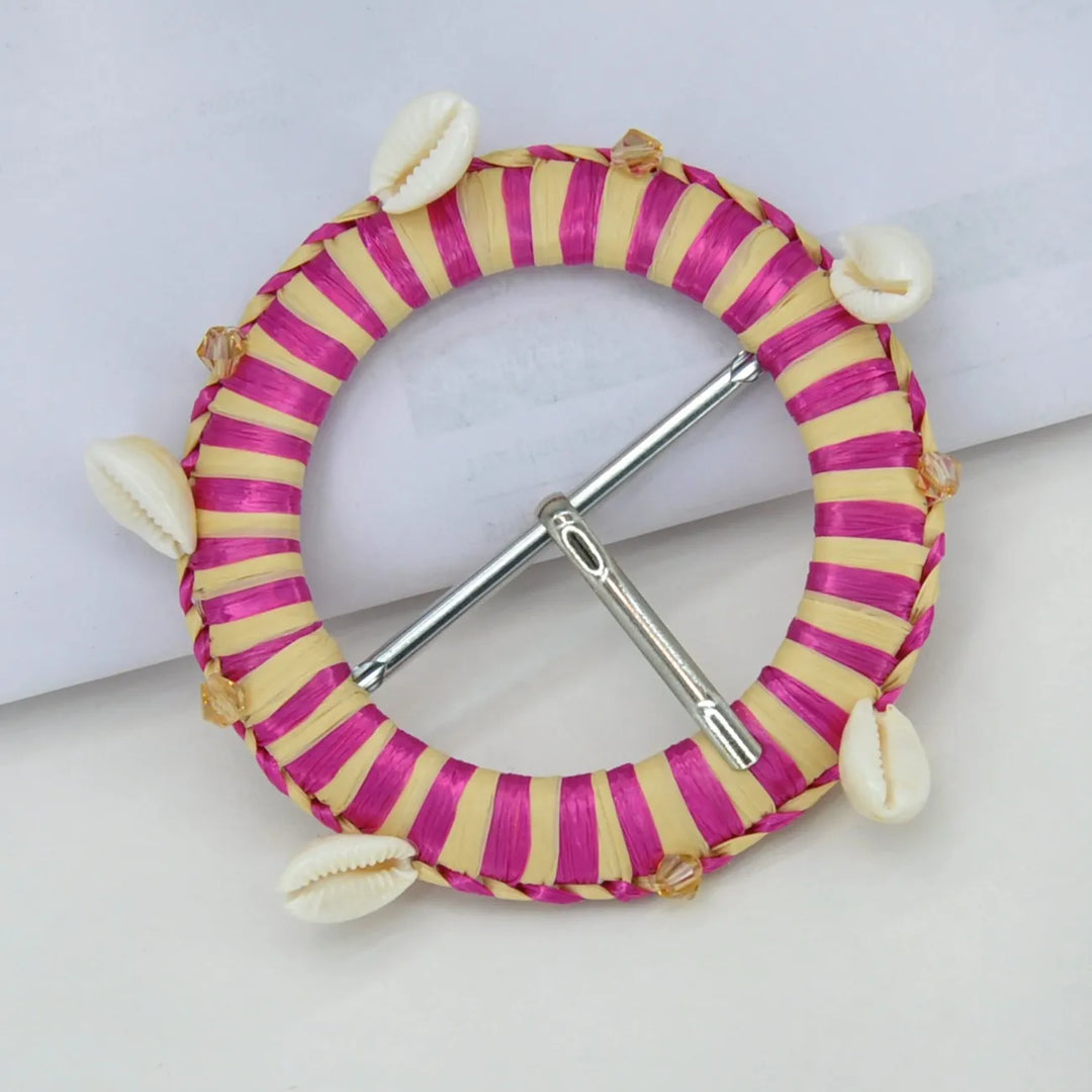 Traditional Raffia Wrapped Decorative Buckle | 5.4cm & 7cm