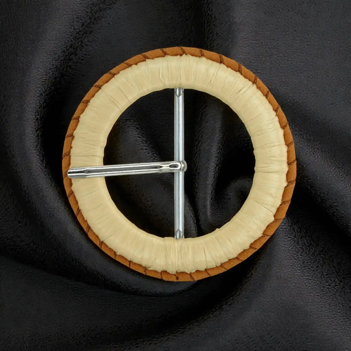 Beige Raffia Wrapped Ring Buckle | 3 inches (7.8cm)