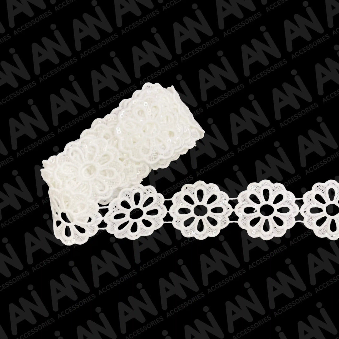 Round sunflower Venetian Sequins Lace Trim | 2 Meter
