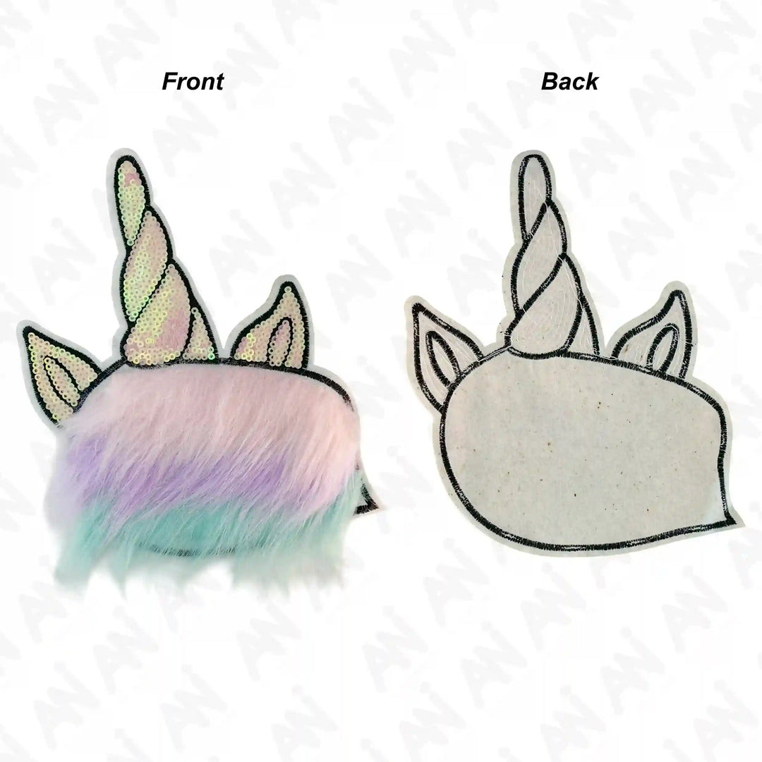 Rainbow Fur & Sequins Unicorn Patch