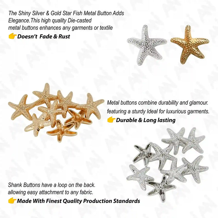 Starfish Button 20mm Big Size Buttons