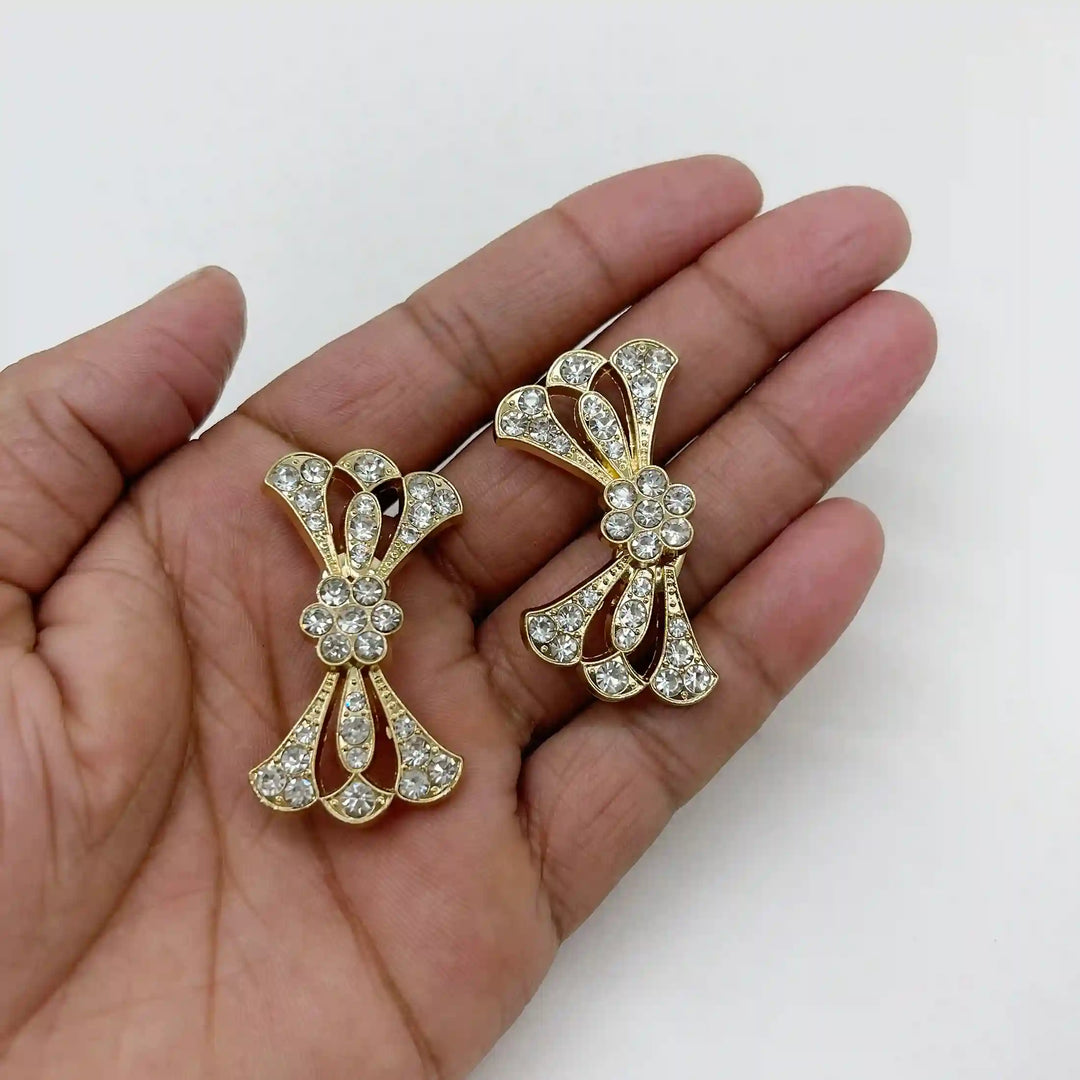 Bow Style Rhinestone Metal Frog Closure Buttons