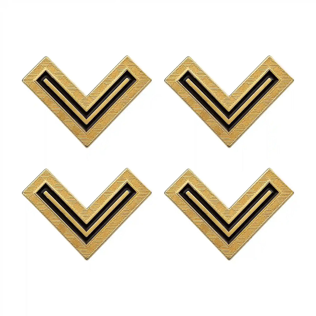 Textured Gold Enamel Chevron Collartips