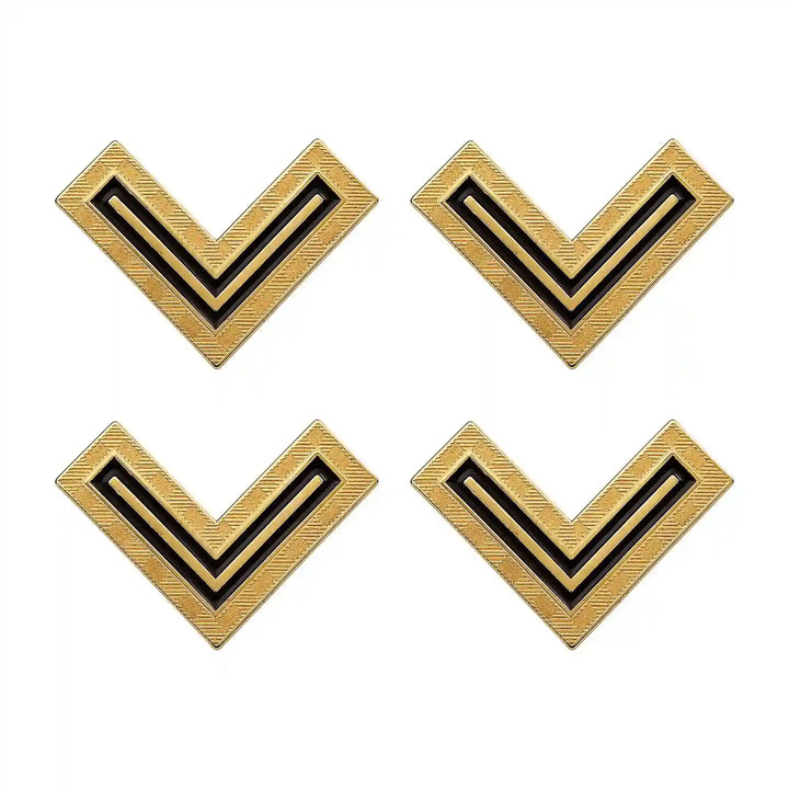 Textured Gold Enamel Chevron Collartips