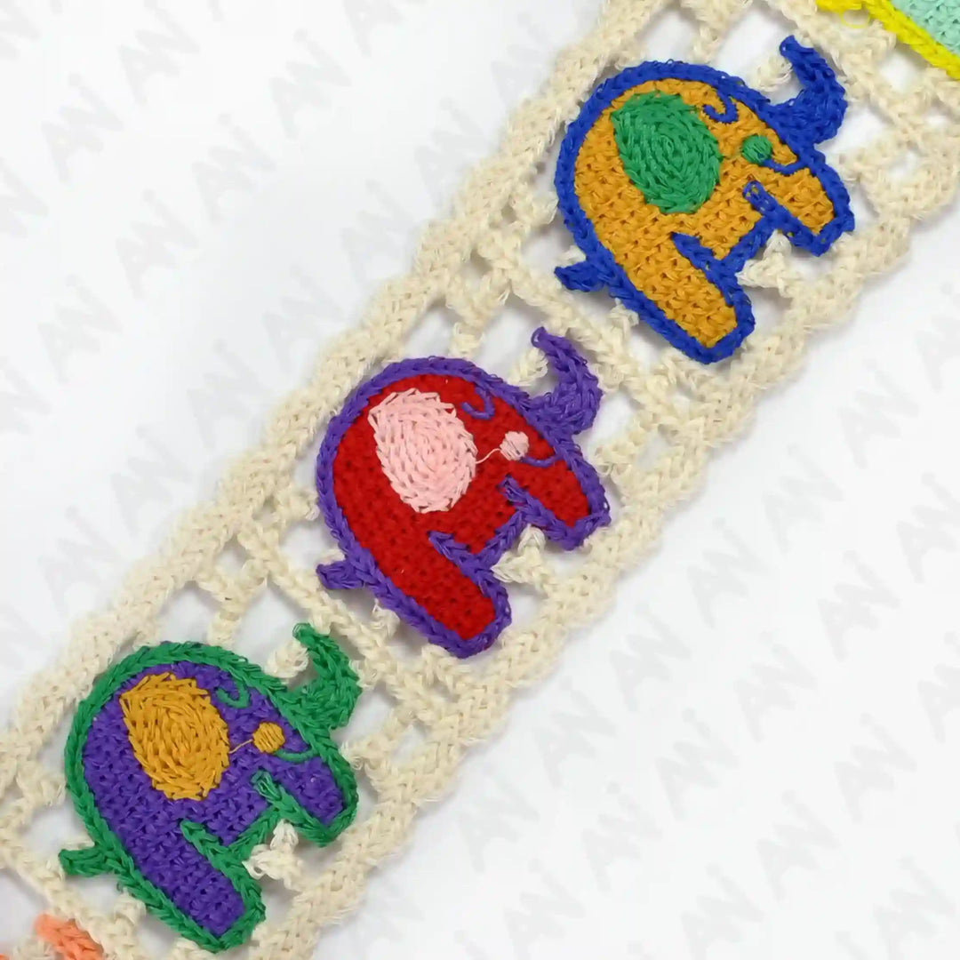 Elephant Design Multicolor Lace | 2 Meter