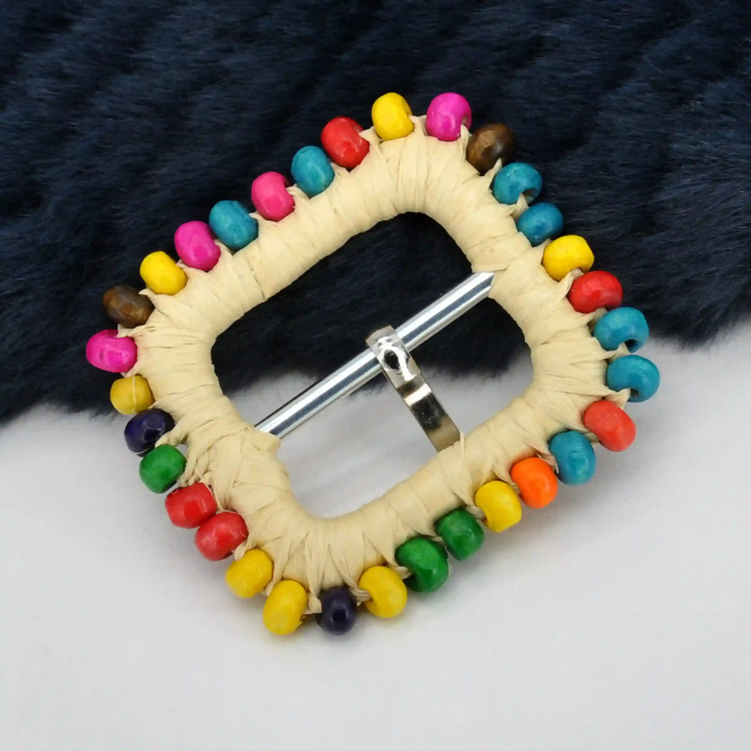 Traditional Raffia Wrapped Decorative Buckle | 5.4cm & 7cm