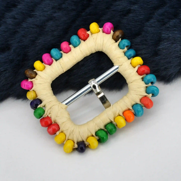 Traditional Raffia Wrapped Decorative Buckle | 5.4cm & 7cm