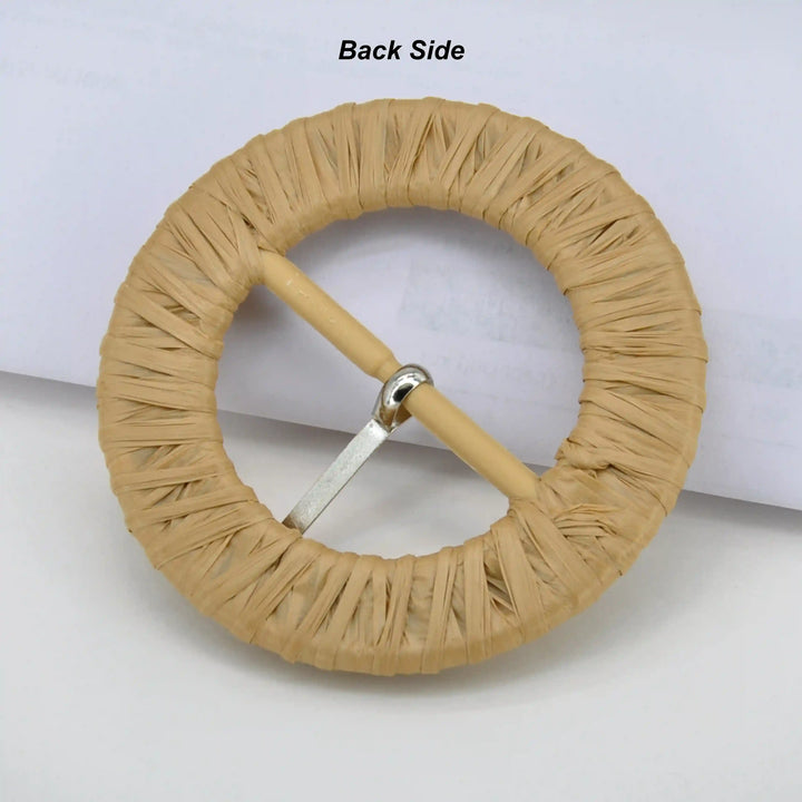 Cognac Beaded Raffia Buckle