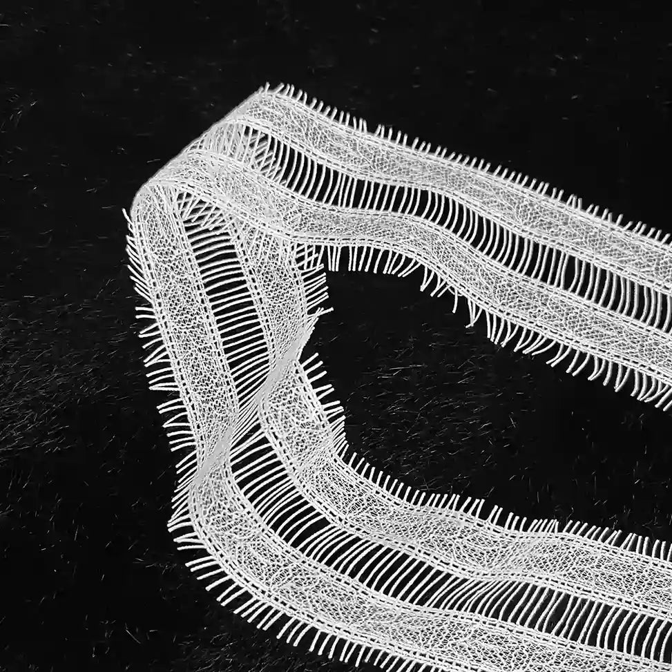 Geometric Ladder-Stitch Lace Trim