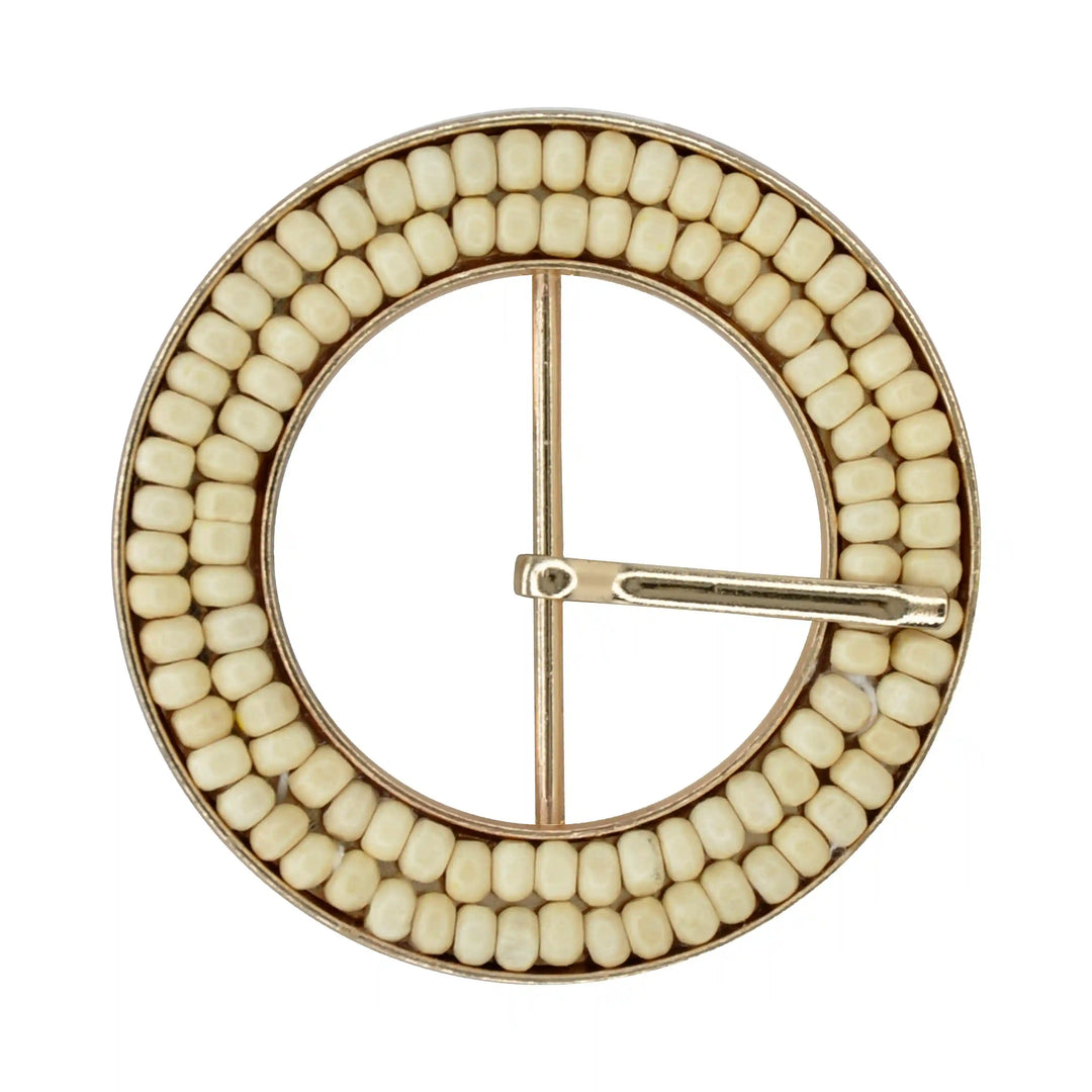 Beaded Geometric Raffia Buckle