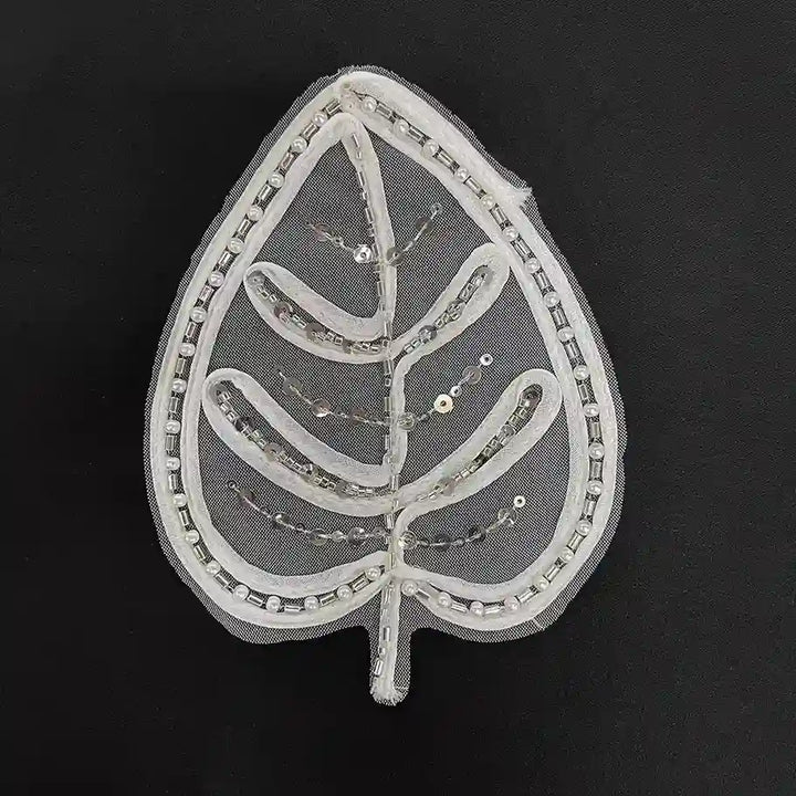 Couture Monstera Leaf Beaded Appliqué Patch