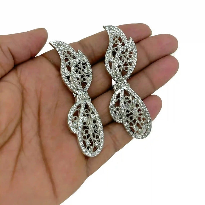 Crystal-Encrusted Filigree Metal Frog Closure Buttons