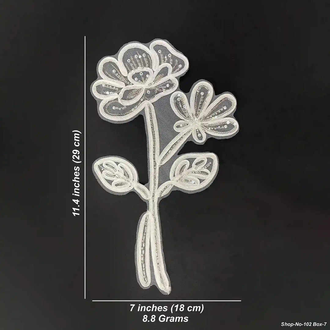 Artisanal Pearl-Encrusted Dual-Bloom Vine Patch