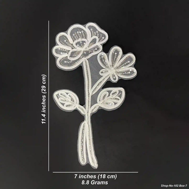Artisanal Pearl-Encrusted Dual-Bloom Vine Patch
