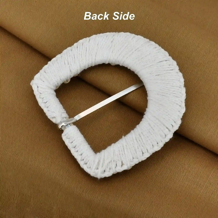 Ani Accessories back side D prong raffia buckle handmade straw buckle for belts bags fashion DIY craft decor 