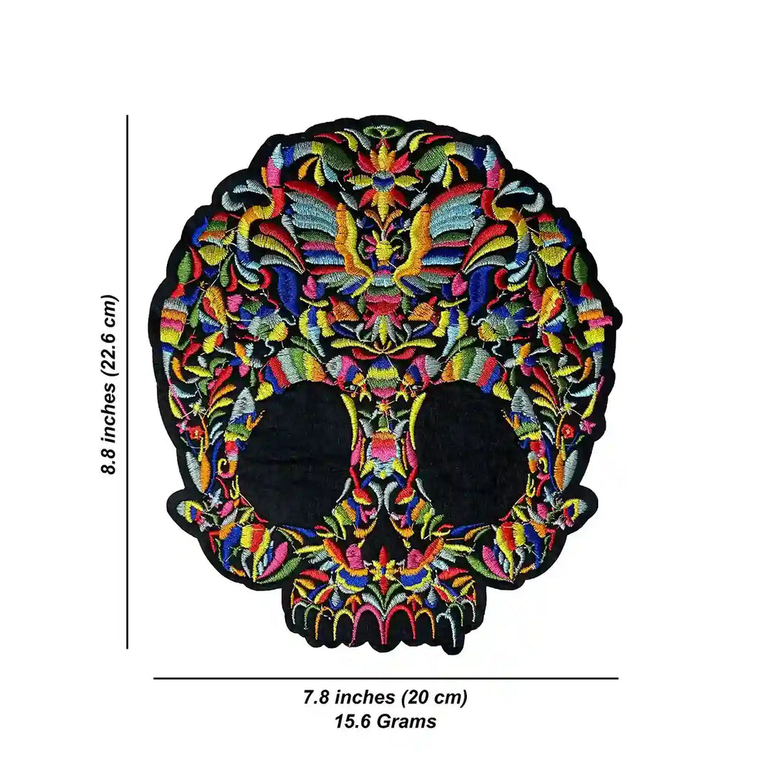 Psychedelic Floral Sugar Skull Hot-Fix Patch
