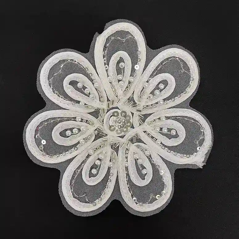 Double Blossom Beaded Patch