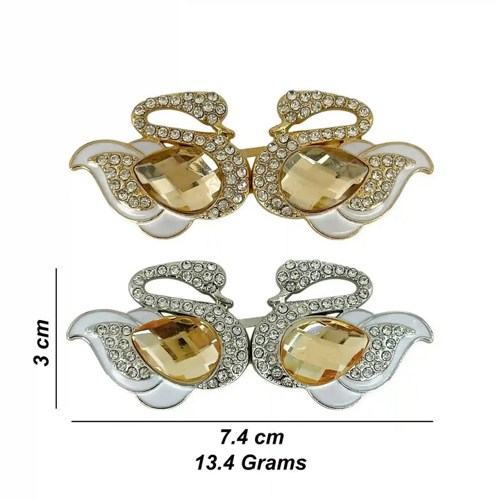 Jeweled Majesty Swan Metal Frog Closure Buttons
