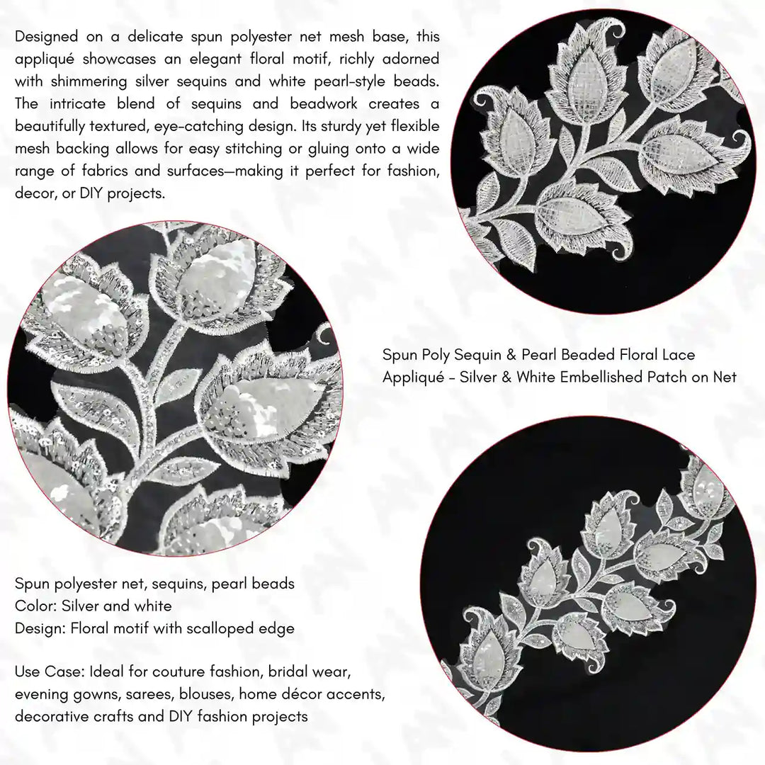 Tulip Flower 1 Meter Sequins Lace