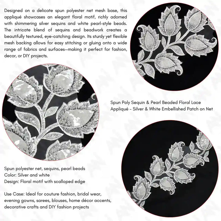 Tulip Flower 1 Meter Sequins Lace