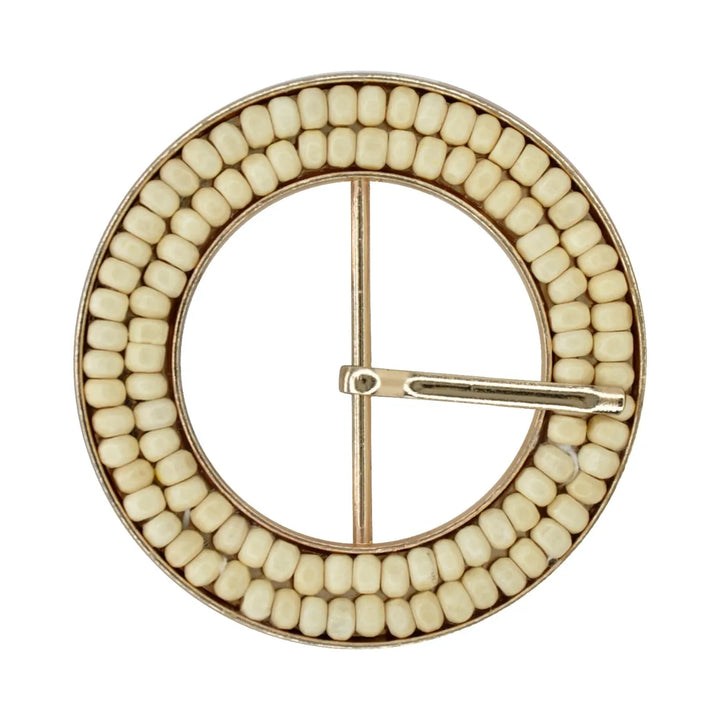 Handcrafted Round Natural Raffia Material Buckle | 3 inches (7.7cm)