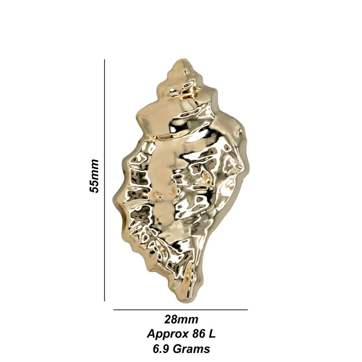 Metallic Gold Shell Shape Shank Button | 28mm x 55mm (86L)