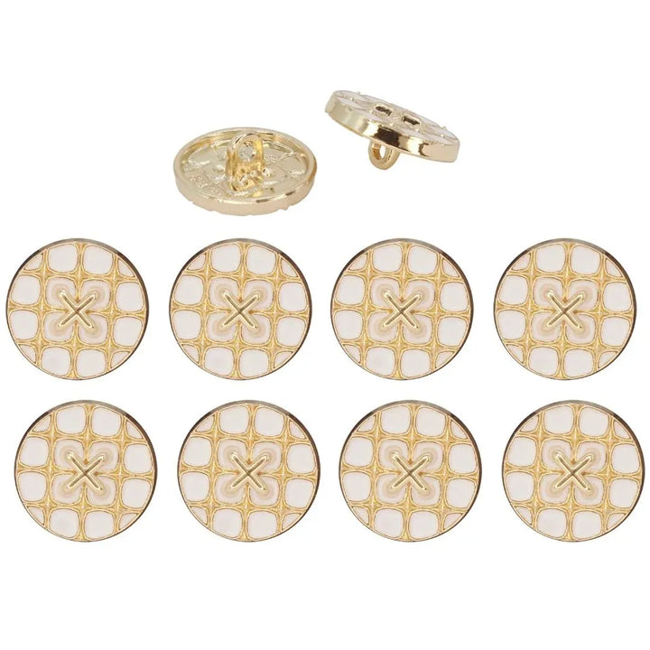 Monochrome Cross Design Metal Buttons | 12mm(20L) & 18mm(28L)
