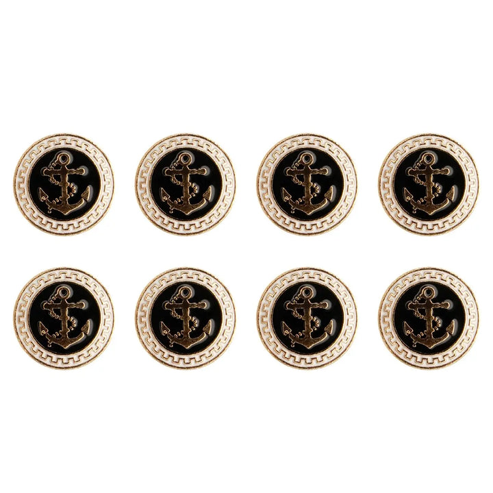 Gold and Black Anchor Metal Buttons | 18mm(28L) & 23mm(36L)