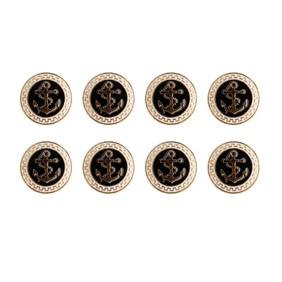 Gold and Black Anchor Metal Buttons | 18mm(28L) & 23mm(36L)
