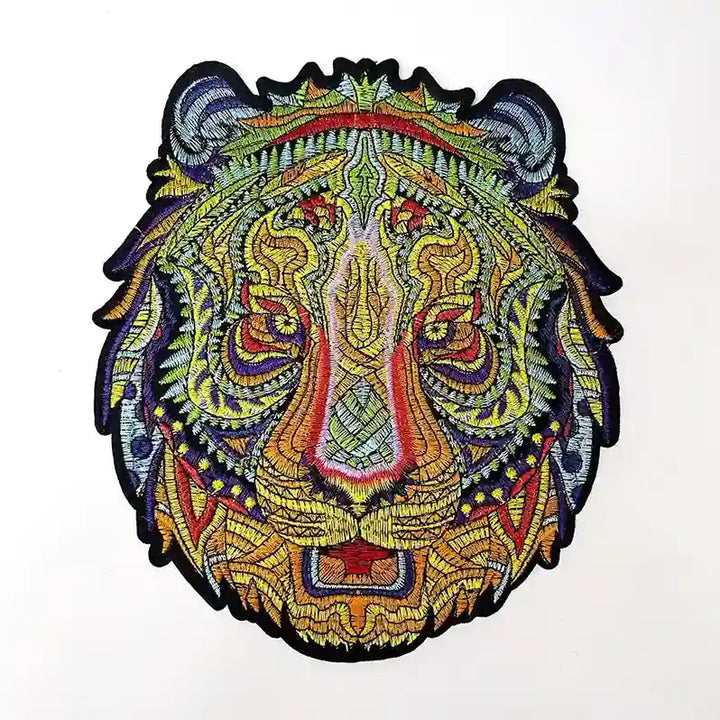 Psychedelic Embroidered Tiger Head Patch