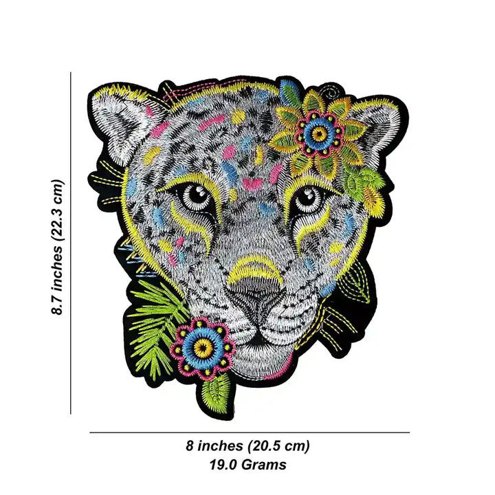 Boho Leopard with Flowers Patch