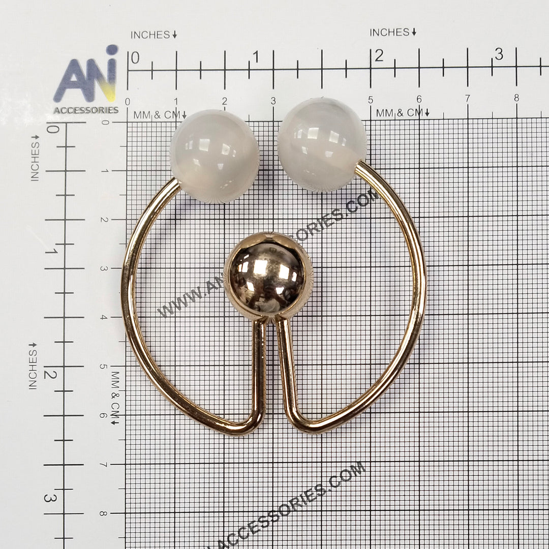 Dual Pearl With Circular Center Gold Ball Metal Buckle