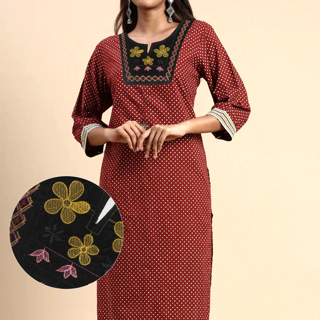 Floral Style Ethnic Neckline