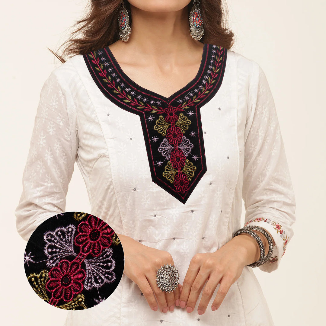 Handcrafted Thread Embroidery Ethnic Yoke