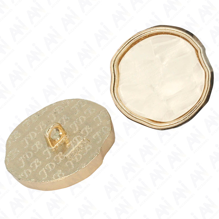 Wavy Pearl Gold Metal Button