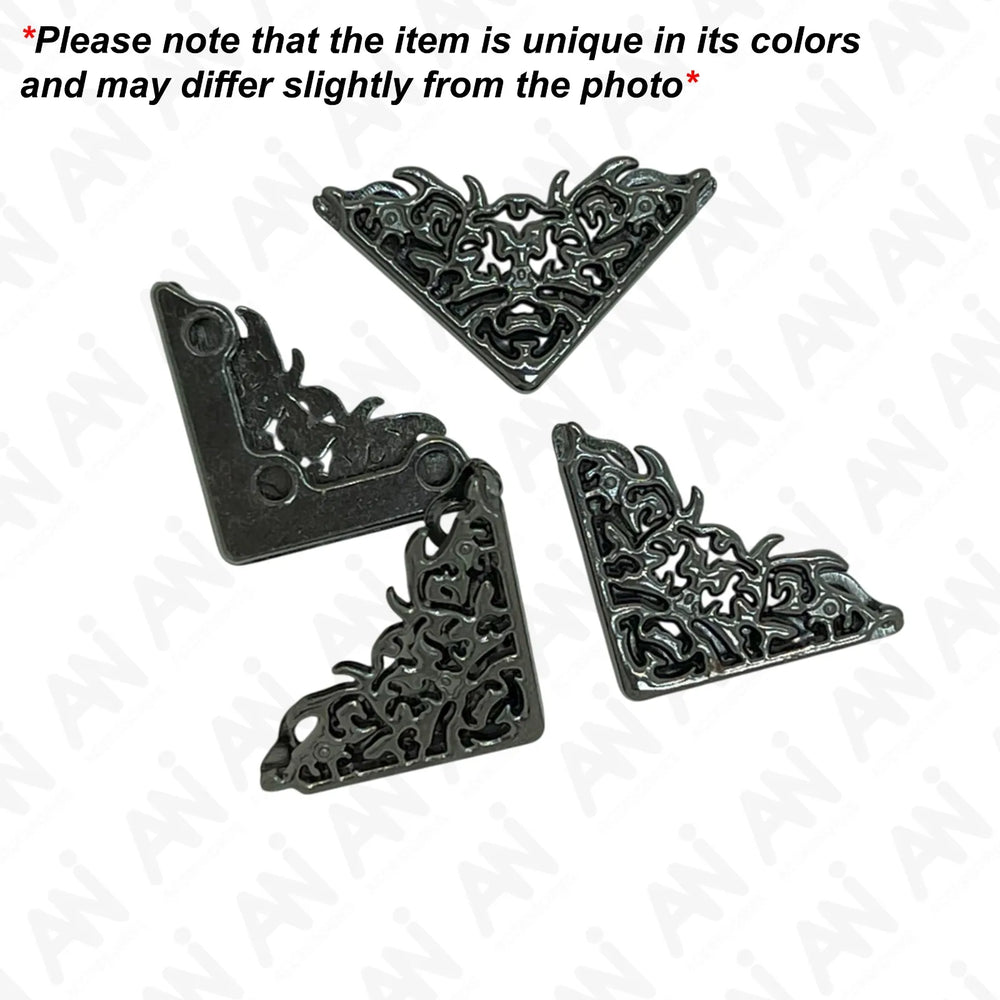Ani Accessories | 4 black  triangle  framed collar tip  in which  1 is back sided of collar tip in the image and text in the image write ( product may be Slightly  differ  from the photo) in blackfont color