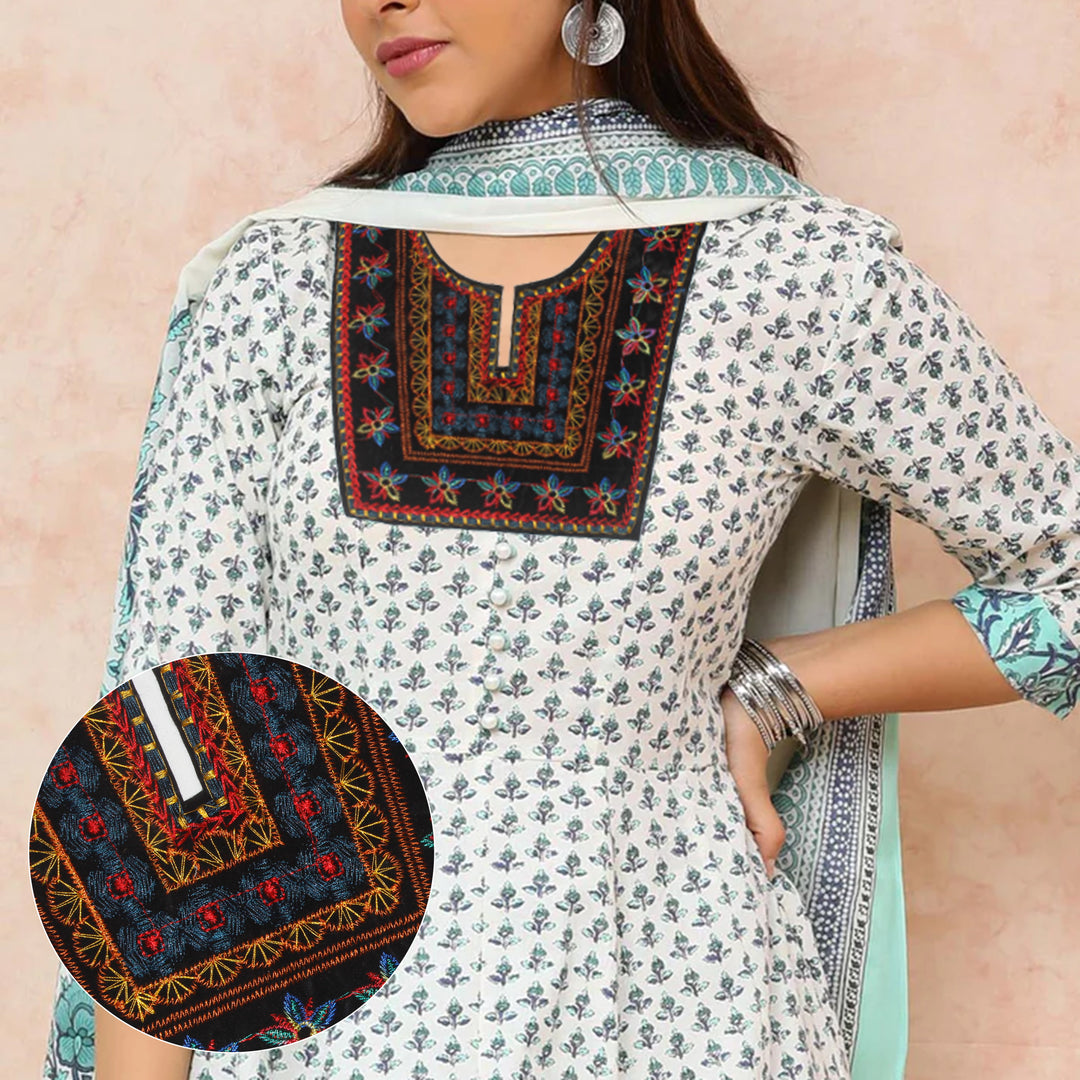 Elegant Multicolor Ethnic Neckline