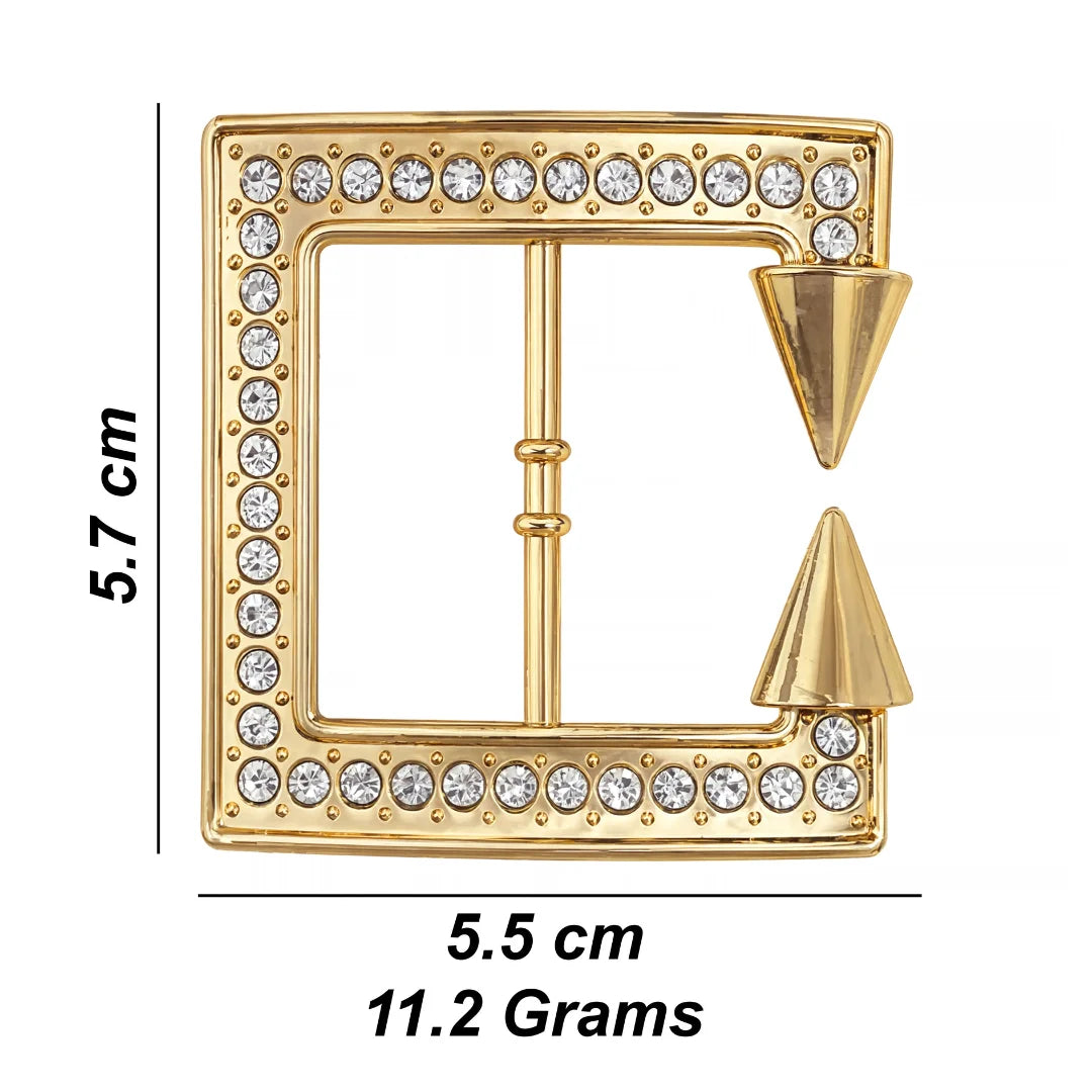 Spike Stud Rhinestone Pavé Square Belt Buckle