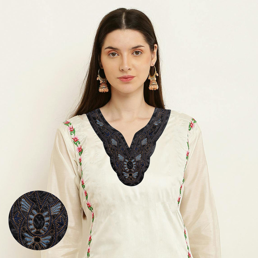 Luxe Patterned Style Yoke Neckline