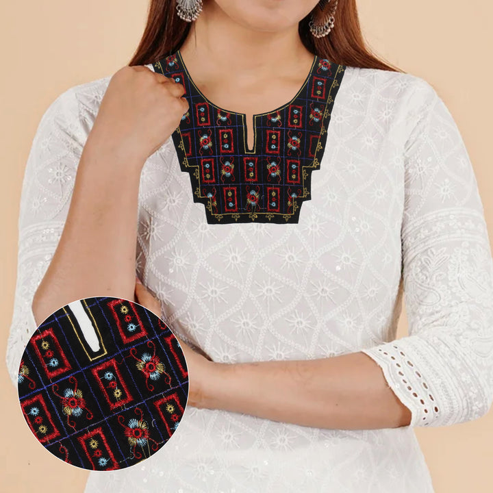 Pixelated Pattern Ethnic Neckline