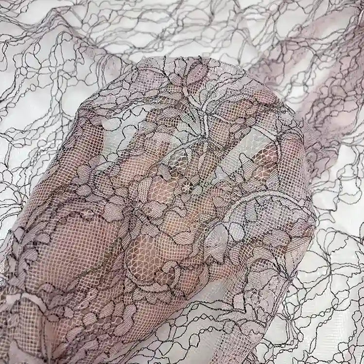 Pink French Leavers Lace Style fabric | 60 inches