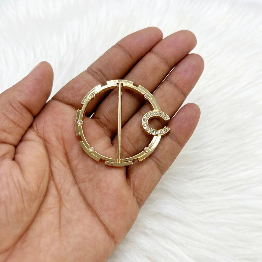 Crescent Moon Rhinestone Studded Round Belt Buckle