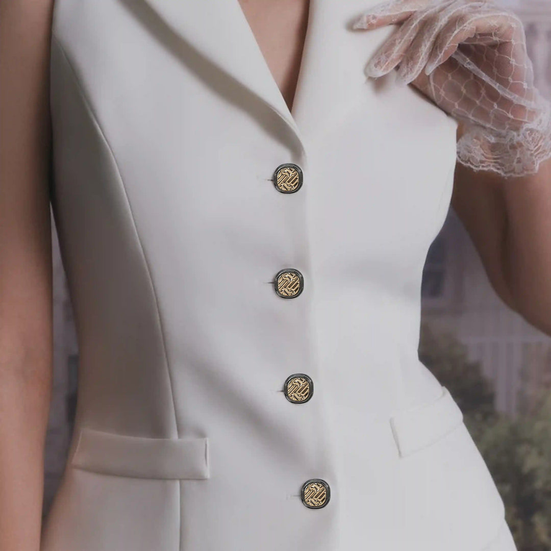 Metallic Herringbone Inlay Metal Buttons | 18mm (28L), 20mm (32L) & 23mm (36L)