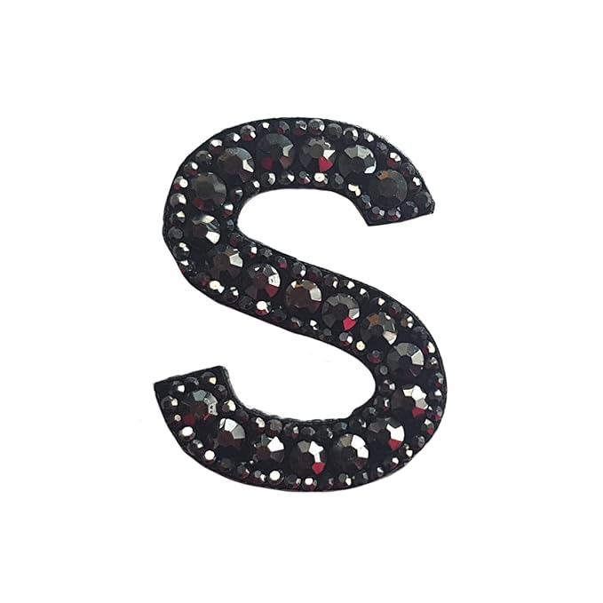 Letter S Black Rivet Hematite Hot fix Or Sew Patch