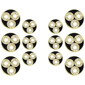 Circular Metal Buttons with Diamond Accents