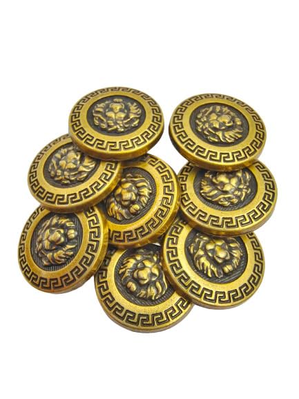 Royal 3D Lion Antique Face Metal Buttons (7 Big + 7 Small)